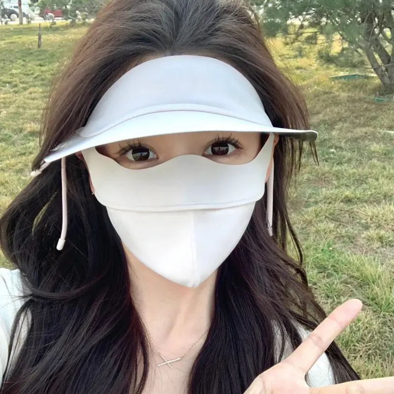 同款脸基尼防晒面罩黑胶帽檐款口罩遮阳防晒防紫外线一体面罩
