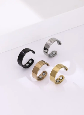 不锈钢磁石戒指刻字Calmi磁性开口指环冥想平静时尚饰品