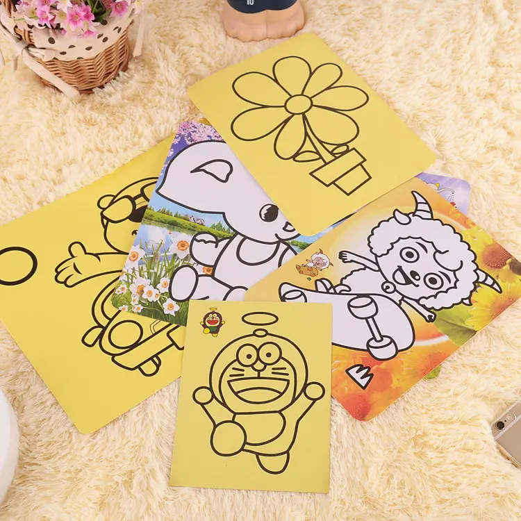 特价少儿卡通大号沙画礼品手工粘贴画彩沙益智玩具砂画