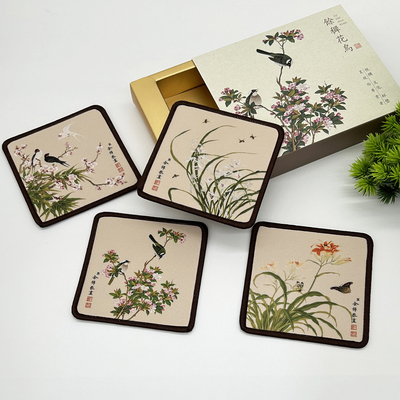 熊猫丝绸杯垫中国风礼物送老外