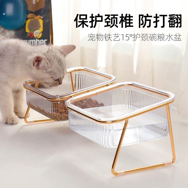 猫咪喝水器水碗水壶双碗食盆猫饮水机不插电宠物狗饮水器喂食器神