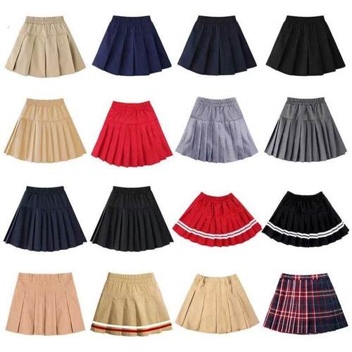 女童百褶裙儿童藏青色半身裙小学生学院风卡其色深蓝黑色校服短裙