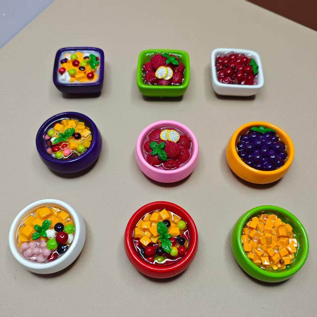 立体树脂冰箱贴带磁铁甜品西米露冰镇水果装饰摆件创意磁吸贴