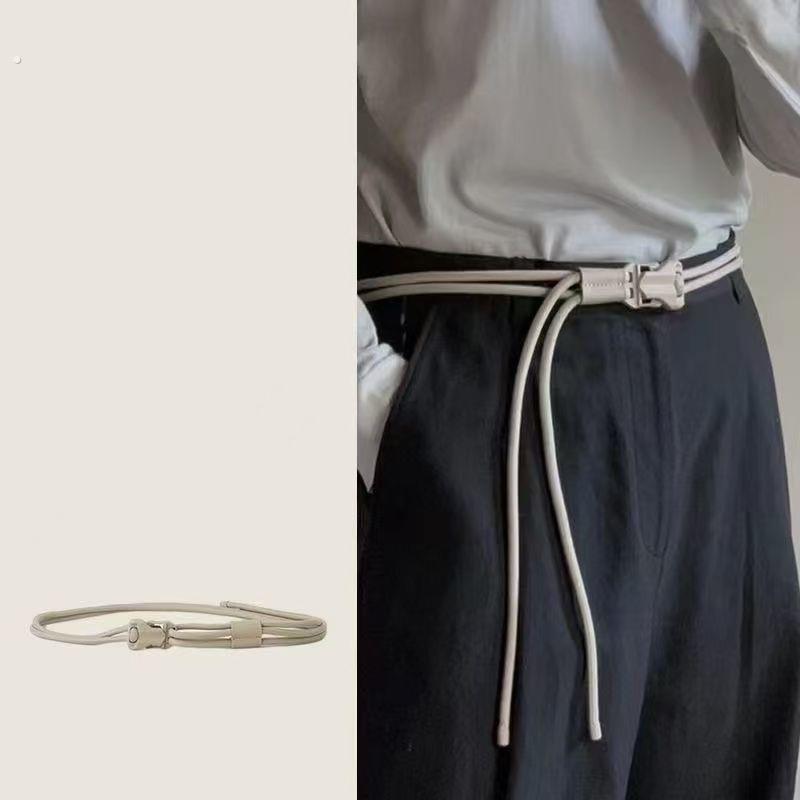 小众设计感时尚卡扣双绳腰带百搭皮带工装休闲裤带女男编织腰绳子