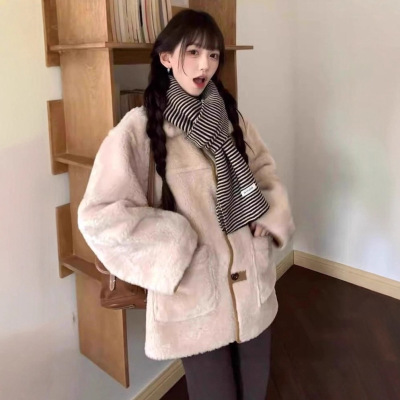 2025新款两面穿羊羔毛外套女环保皮草皮毛一体羊毛羔绒外套女冬季