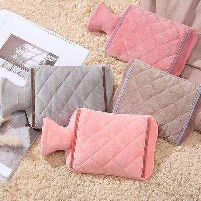 双插手暖水袋简约毛绒pvc热水袋注水加厚暖手袋 暖被窝暖宝宝