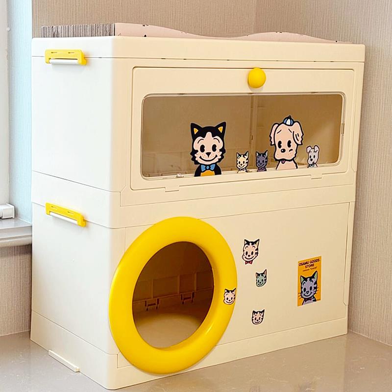猫窝四季通用猫抓板一体不掉屑宠物箱多层猫别墅封闭式猫咪躲避屋