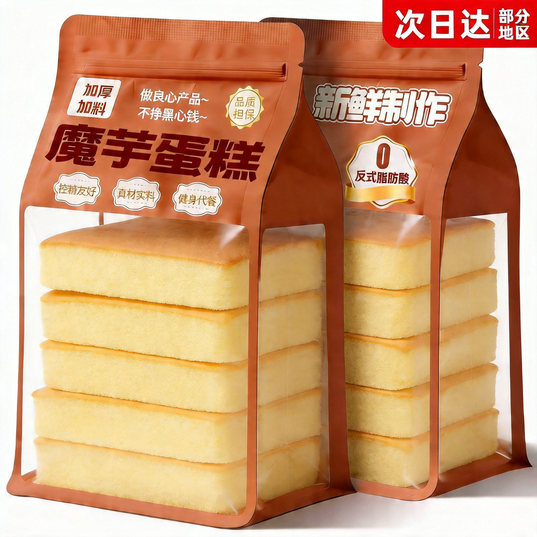魔芋蛋糕低卡低脂无糖低热量代早餐饱腹零食欧宝小面包甜品旗舰店