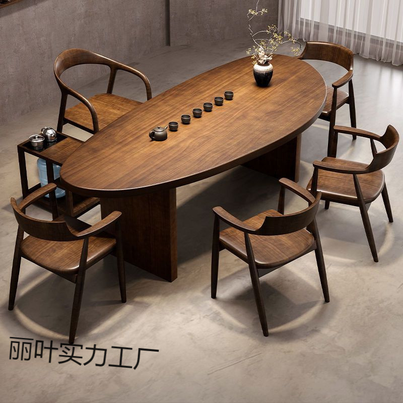 新中式阳台茶桌椅组合泡茶几实木家用客厅小户型异形茶台功夫茶桌