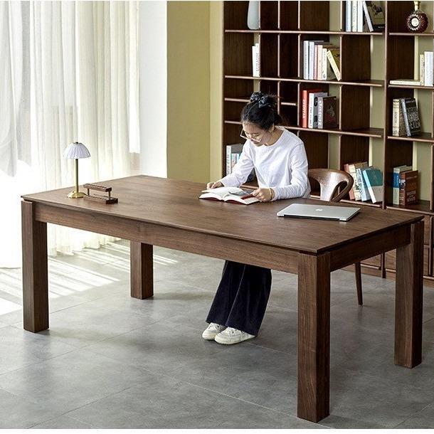 北欧黑胡桃木电脑桌家用客厅办公学习桌小户型民宿设计师办公桌