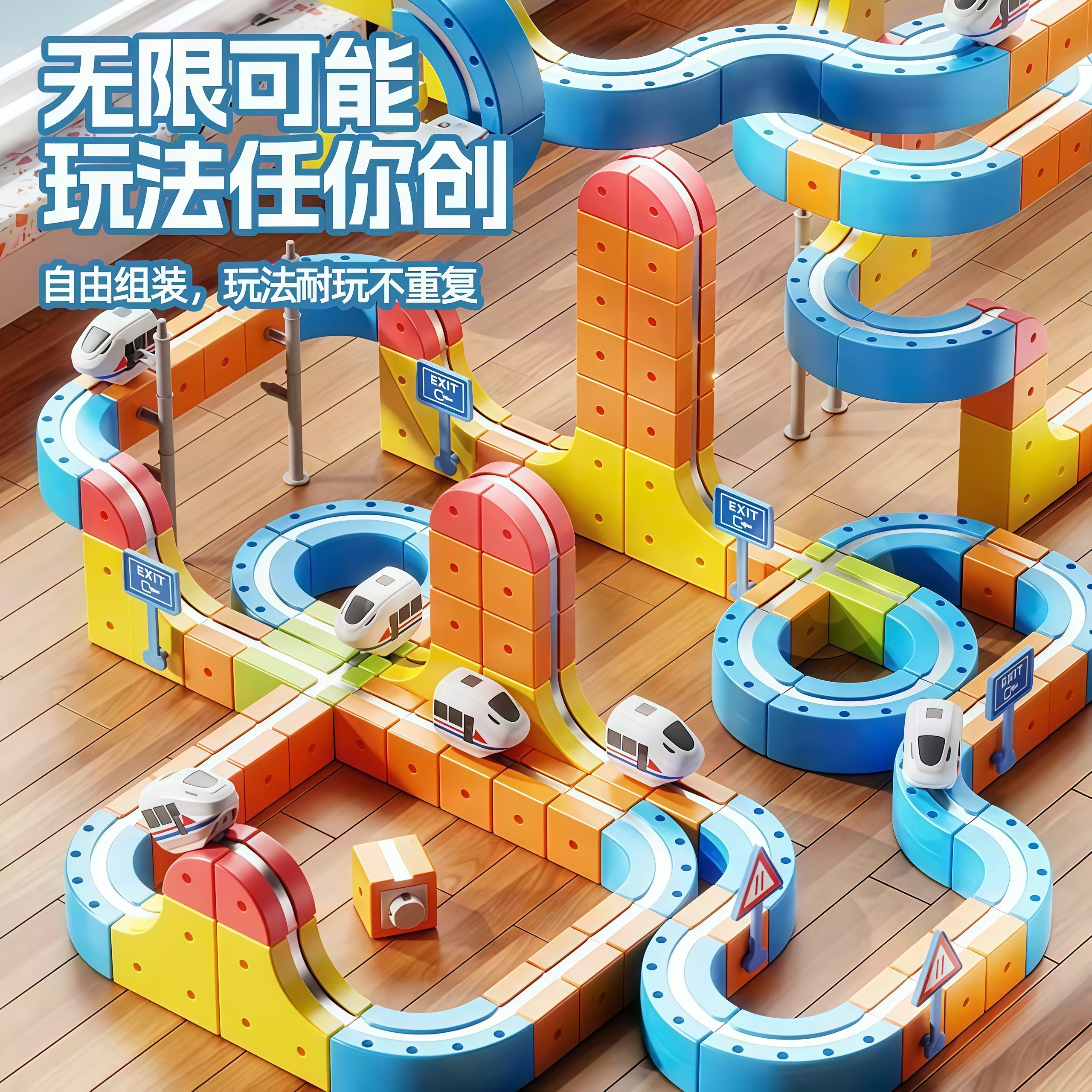 儿童高铁百变磁力轨道车男孩玩具3到6岁7积木益智拼装三生日礼物5,玩具/童车/益智/积木/模型,惯性/回力/滑行玩具,淘宝优惠券,粉丝福利购,淘宝优惠卷