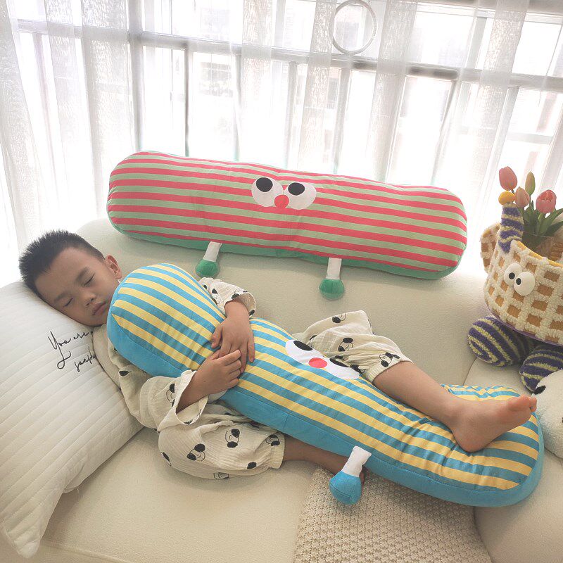 条纹小怪兽抱枕多巴胺睡觉长条抱枕儿童侧睡夹腿枕床上枕头女生