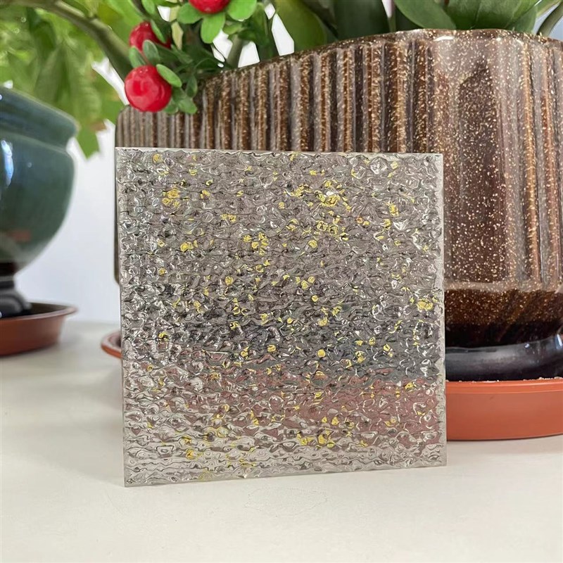 艺术玻璃压花香梨水晶布纹屏风隔断用磨砂超白钻石海棠花钢化玻璃