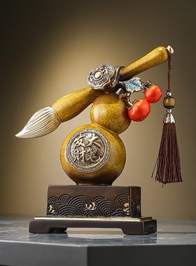 大笔发财葫芦聚财摆件客厅书房办公室桌面毛笔装饰品乔迁开业礼物