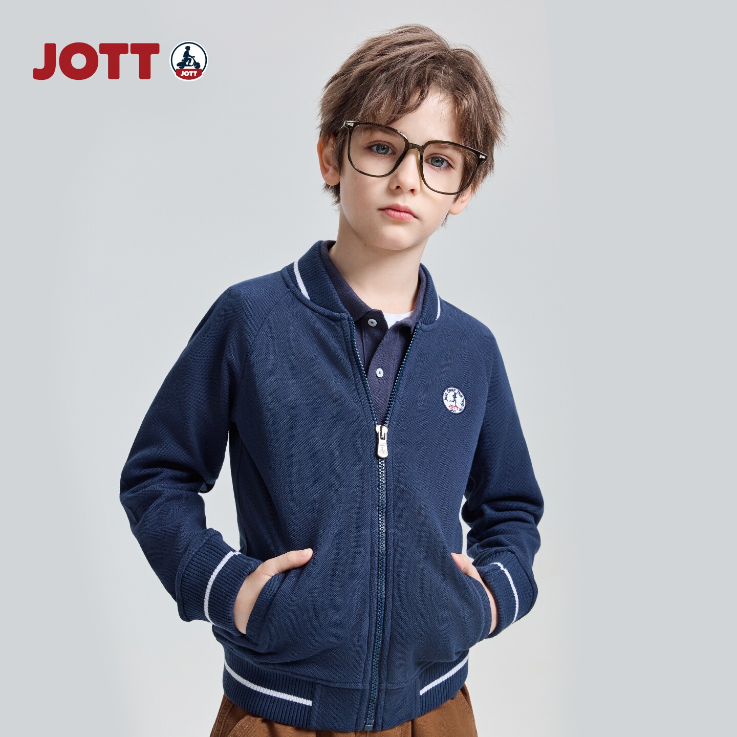 JOTT 专柜正品 | 双色领品质夹克 简约儿童男女童装棒球服外套 春图片