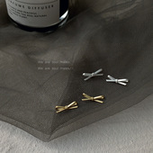 925银针韩版 韩国小巧蝴蝶结镀雾金色哑光迷你耳钉女义乌简约