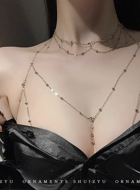胸链身体链纯欲项链性感胸链网红饰品高级感链条辣妹吊带背心配饰