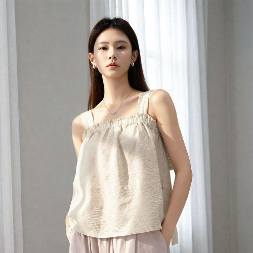 攀洛吊带背心女夏薄款2026新款白色极简上衣外穿高腰阔腿裤显瘦灰