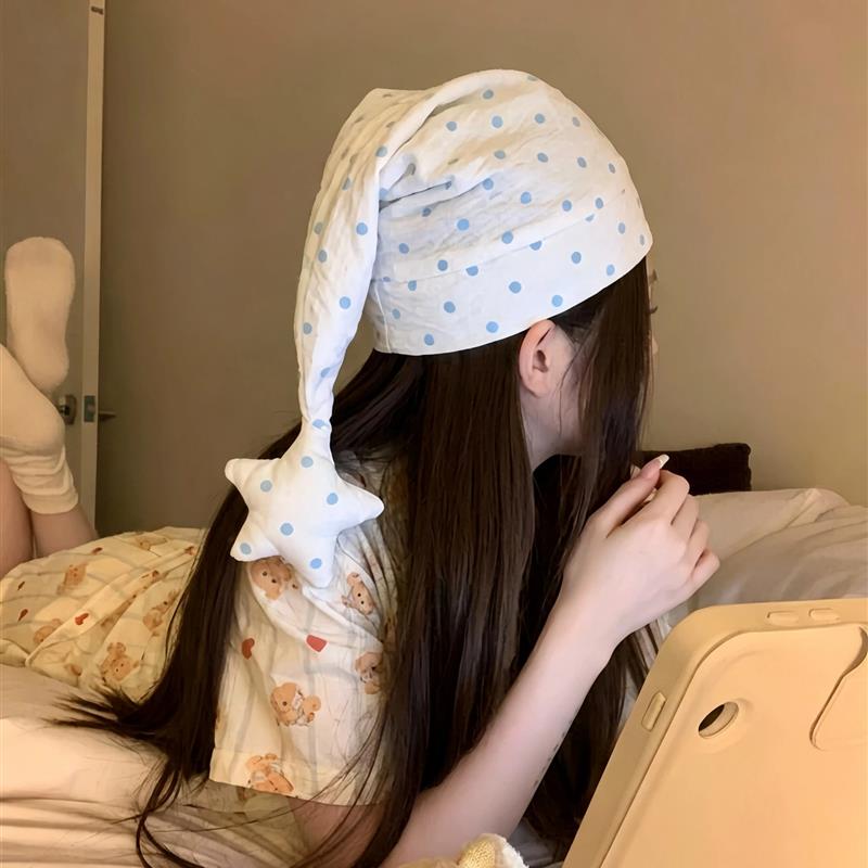 可爱波点星星尖尖帽护头防风