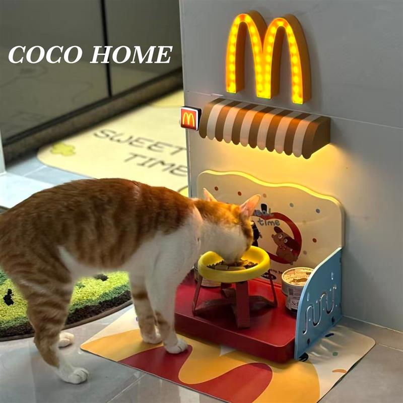 ins风可爱猫狗碗地垫套装