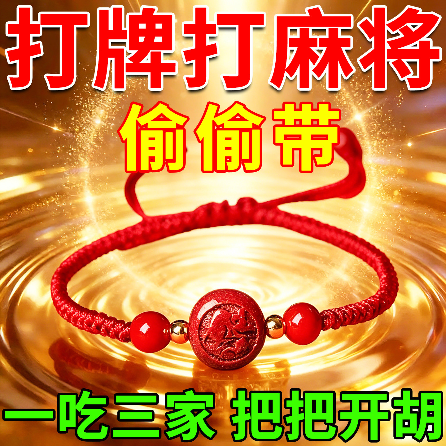 打牌必赢神器男女通用麻将豪运必胜胡牌吉祥物护身去霉运朱砂手链