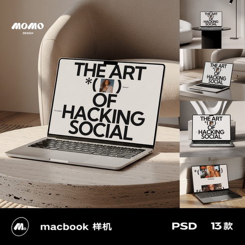13款文艺优雅Macbook笔记本电脑Ui界面样机展示效果图ps素材样机