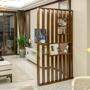 入户隔断屏风镂空栅栏客厅竖条木质实木花格玄关墙装 新中式 饰座屏