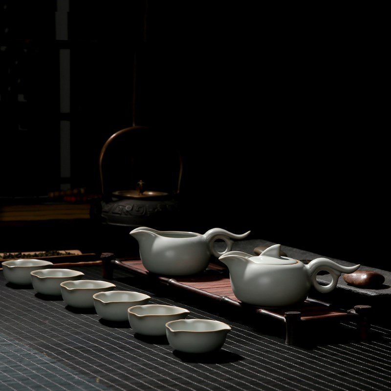 冠杰茶具装功夫茶具简约开片汝窑茶壶台湾茶杯陶瓷茶具