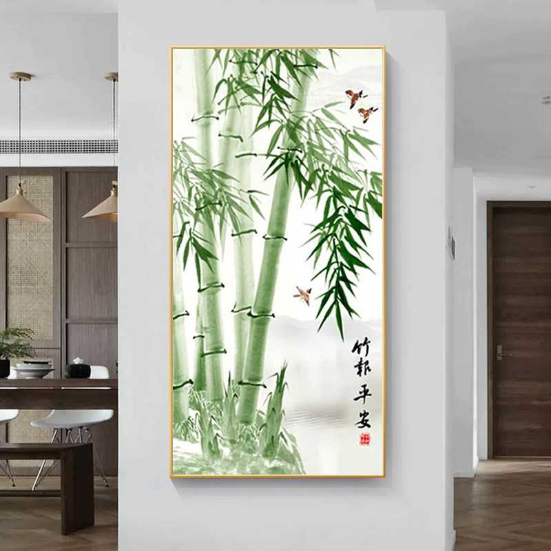 玄关钻石画满钻手工绣竹报平安点贴钻十字绣竹