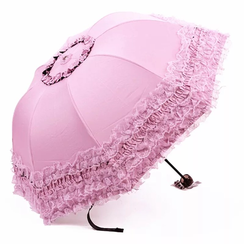 韩版太阳伞晒雨伞女晴雨两用折叠黑胶蕾丝公主遮阳洋伞