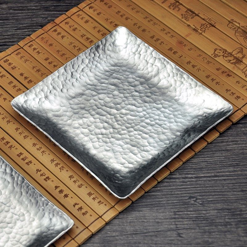 纯锡手工锤功夫茶杯碟 锡盘 点心盘 茶托多用碟子锡.%,餐饮具,茶托,淘宝优惠券,粉丝福利购,淘宝优惠卷