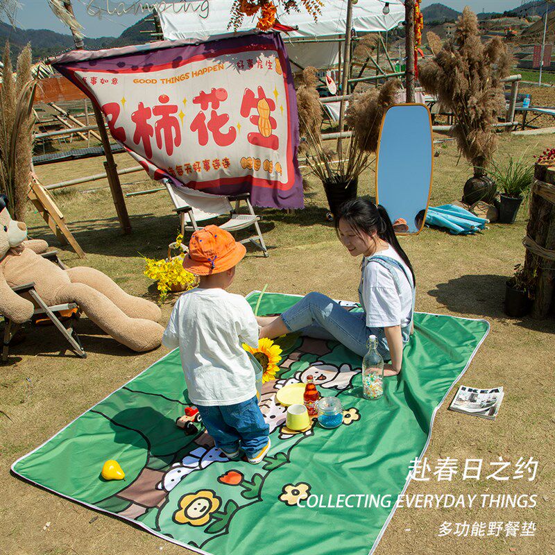 户外野餐垫潮垫现代野炊踏青可折叠野餐布旅行垫露营坐垫