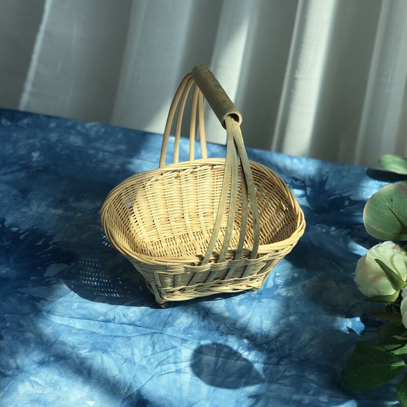 儿童提篮拎篮火锅配菜篮花篮采摘篮幼儿园跳舞篮表演道具竹篮