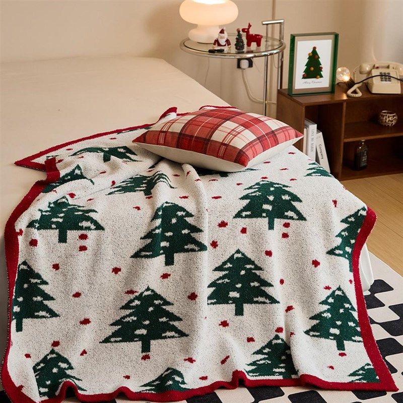 圣诞节松树图案毯子加厚盖毯节日氛围感毛毯沙发毯礼物,床上用品,休闲毯/毛毯/绒毯,淘宝优惠券,粉丝福利购,淘宝优惠卷
