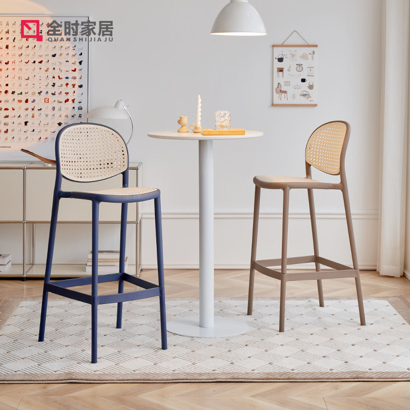 简约塑料吧椅家用户外仿藤编吧凳餐厅复古商用酒吧前台高脚椅吧台,住宅家具,家用高脚椅,淘宝优惠券,粉丝福利购,淘宝优惠卷