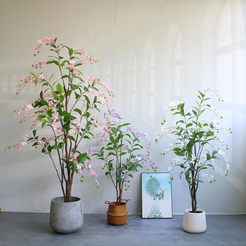 端彷真假绿植物垂丝茉莉花民宿酒店铺橱窗家居落地盆栽