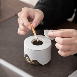 蕴华堂 闲山带盖烟灰缸 远山风烟缸茶几家用个性潮流密封