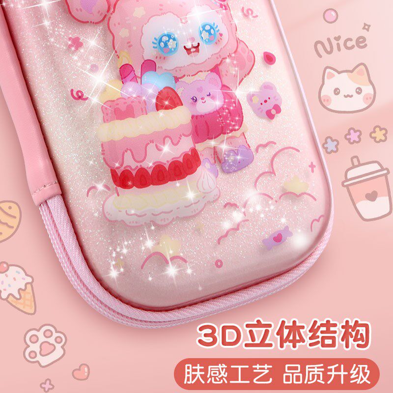 笔袋文具盒儿童小生铅笔盒三层容量笔盒幼儿园女生款冰雪公主喵喵