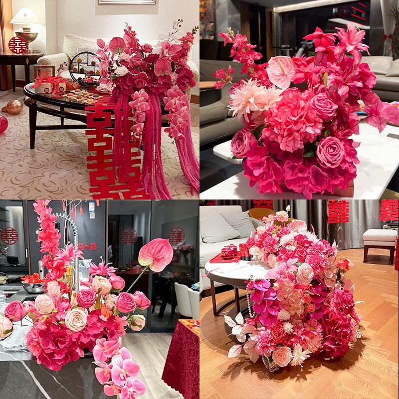 床头花婚房花艺订婚结婚假花成品景