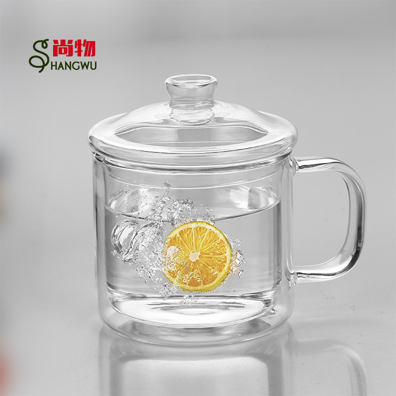 双层玻璃杯咖啡杯盖耐热隔热杯复古小茶缸马克杯