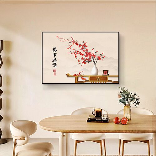 餐厅画新中式饭厅餐桌壁画现代简约背景墙挂画单幅墙画