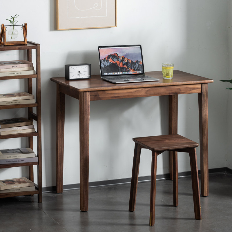 北美黑胡桃桌子孩子书桌家用写字桌现代简约双人笔记本桌