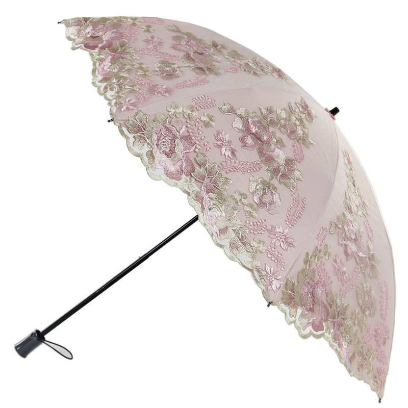 遮阳伞晒太阳伞二折蕾丝刺绣花彩胶公主晴雨两用洋伞女