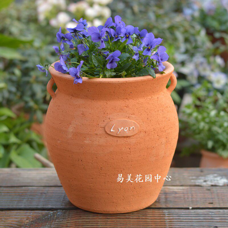 草花月季风信花卉绿植陶土盆 庭院阳台窗台手拉红陶花盆