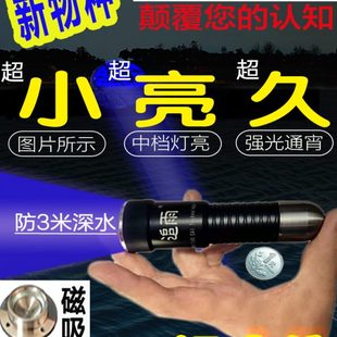 蓝光电筒防水野钓超亮强光迷你台钓防水磁吸钓鱼灯 追雨夜钓灯新款