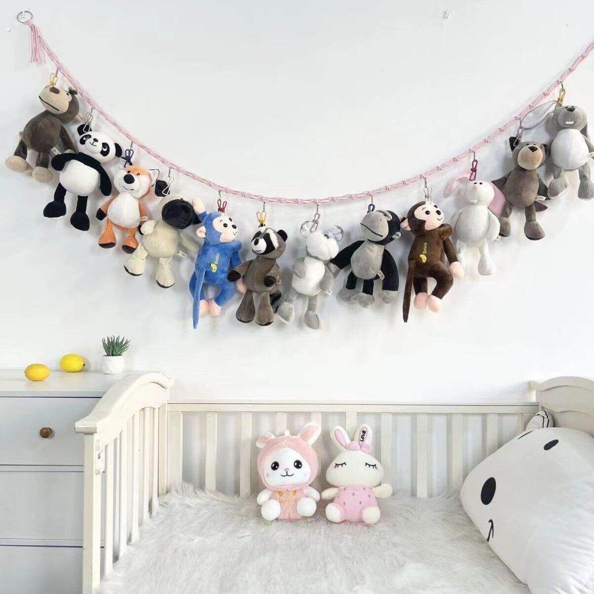 棉绳编织毛绒玩具网兜收纳挂绳悬挂链条袋家居衣帽袜收纳带挂墙