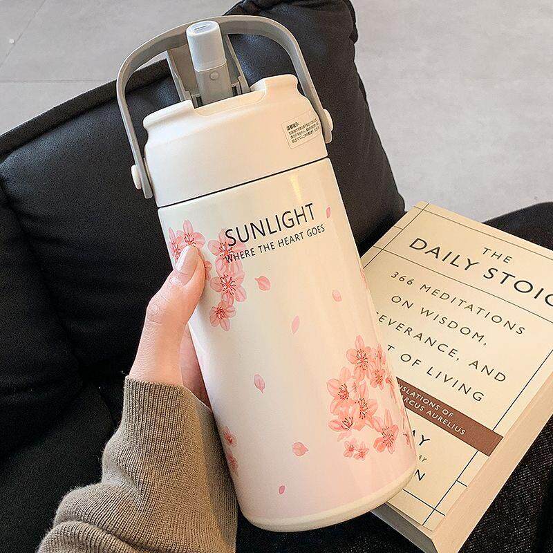 316保温杯女2025新款高颜值吸管水杯简约女生大容量便携泡茶杯子