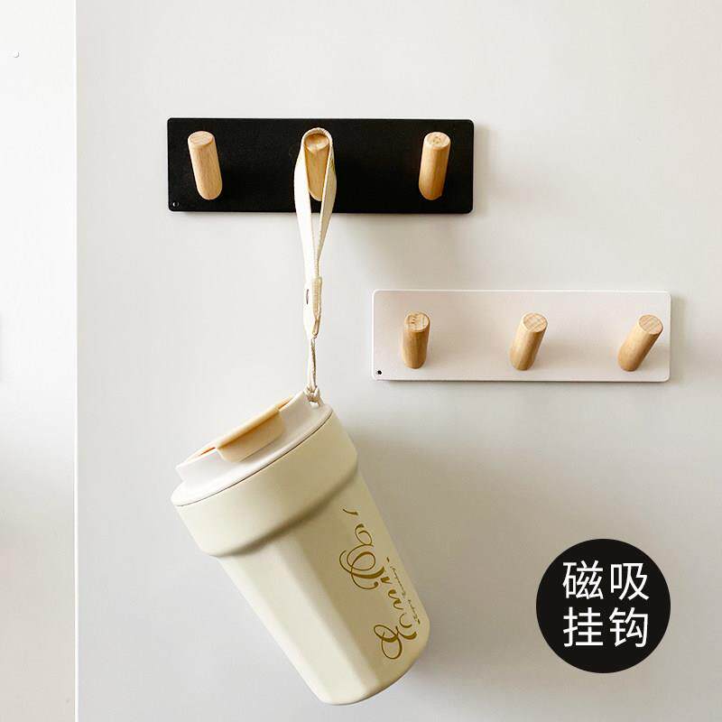 创意现代简约免打孔强力磁吸挂钩冰箱贴入户门口罩钥匙横排挂衣架