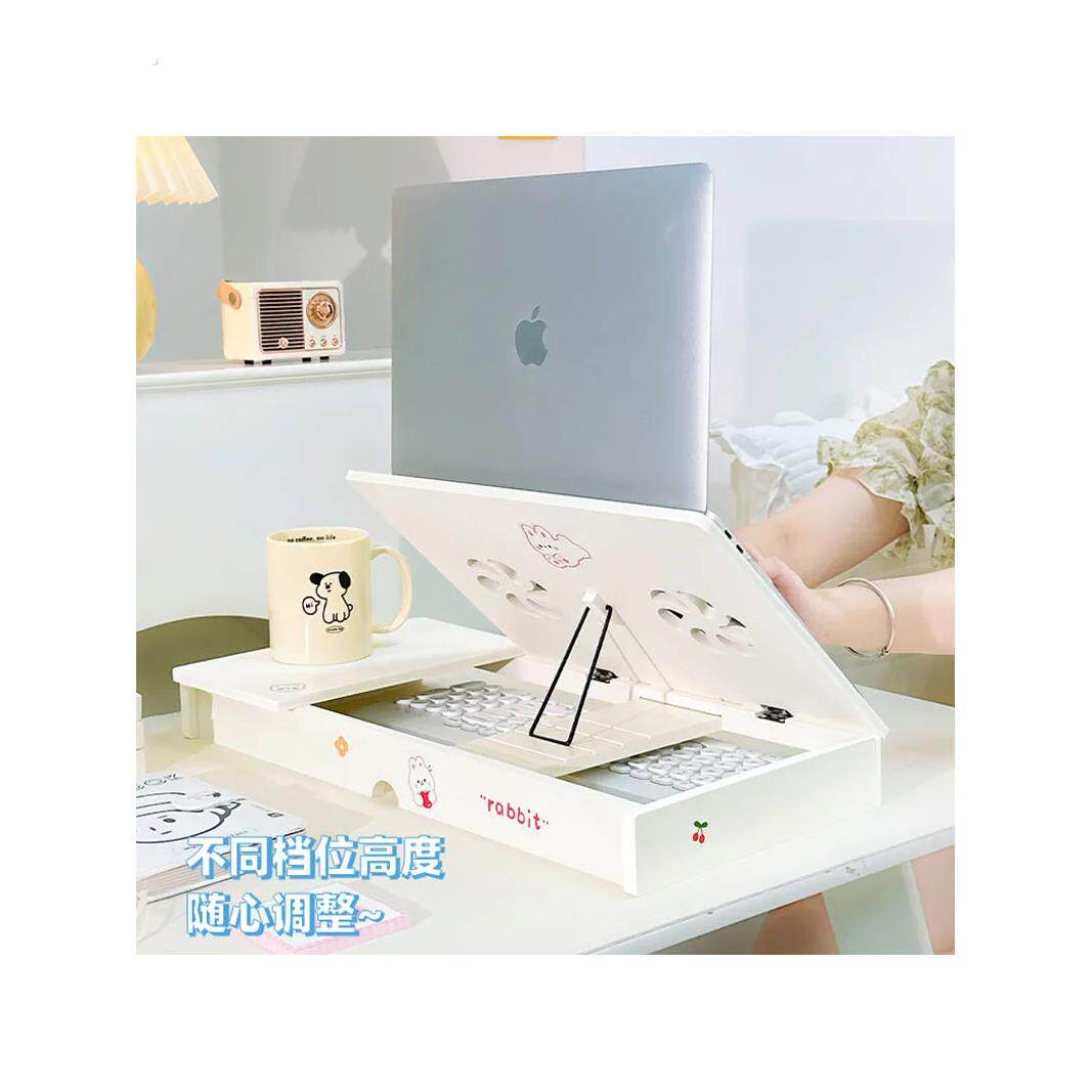 笔记本电脑增高支架镂空散热升降支撑架桌面收纳盒学生宿舍置物架