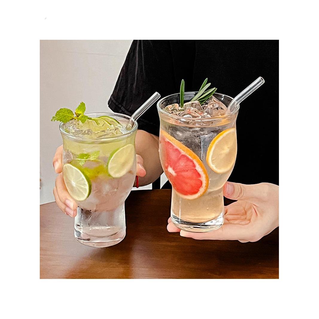 拿铁咖啡杯大容量果汁杯苏打苏打水杯饮料杯反口覆古玻璃冰美式风